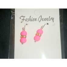 Bright pink & clear crystal earrings child or petite adult 925 silver hook