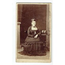 Victorian cdv photo young woman seated by accordion unstated photographer