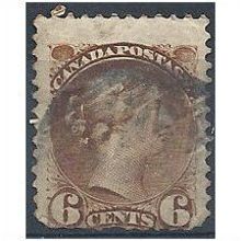 Canada 1870.SG86 6c Yellowish-Brown Good/Fine Used.