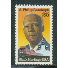 2402 25c Asa Randolph Fine MNH P#S UL 12111 V5293