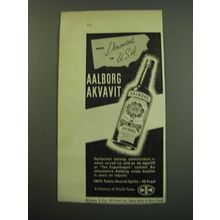 1949 Aalborg Akvavit Ad - From Denmark to U.S.A.