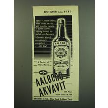 1949 Aalborg Akvavit Ad - Hearty.. that's Aalborg when served ice-cold
