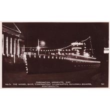 Coronation Memento The Model Ship Illuminated Portsmouth Postcard