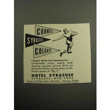 1957 Hotel Syracuse Ad - Cornell Syracuse Colgate Football week-end headquarters
