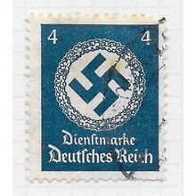 EMPIRE GERMANY 1934 OFFICIAL SWASTIKA MEDALLION 4Pf CDS USED Mi 133 spot
