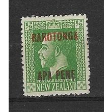 COOK ISLANDS 1919 GV RAROTONGA APA PENE OVERPRINT 1/2d MINT SG56