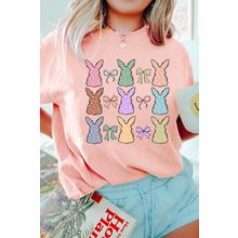 Pink Dotty Bunny Bow Printed Easter Day Fashion T Shirt