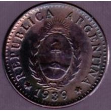 1939 Argentina 1 Centavo Coin