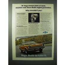 1976 Chevrolet Vega Car Ad - Dura-Built Engine