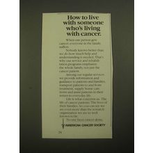 1987 American Cancer Society Ad - How to Live With Someone