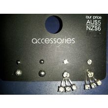 Fashion Women Earrings interchangeable silver and rhinestone pierced earrings