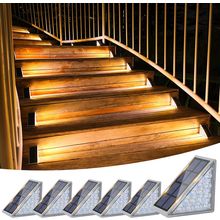 VOLISUN Solar Stair Lights 6 Pack, Solar Step Lights Outdoor Waterproof IP67, LE