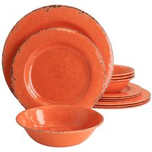 Laurie Gates California Designs Mauna 12 Piece Melamine Dinnerware Set in Cra...