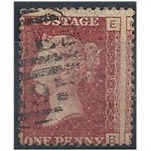 1858 SG43 1d Red Plate 196 Good/Fine Used "EB"