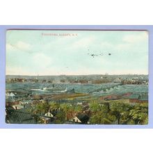 New York Albany Panorama View Of City And River w/Large Steamship On River~1
