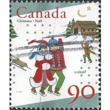 CANADA, CHRISTMAS, Skating, grey 1996, 90c, #3