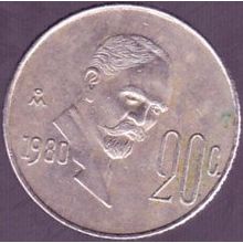 1980 Mexico 20 Centavos Coin