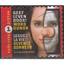Belgique 2010 Michel 4037BDL O Cote (2010) 1.60 € Don d'organes Cachet rond