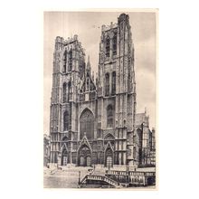 ST. GUDULA CATHEDRAL BRUXELLES, BRUSSELS . used vintage postcard #