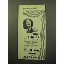 1950 Hotel Pierre Ad - Mimi Benzell Beautiful star of opera, stage and radio
