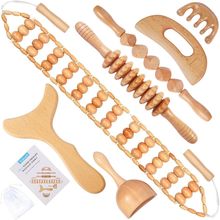 7-In-1 Wood Therapy Massage Tools Lymphatic Drainage Massager for Muscle Pain Re