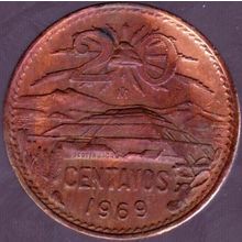 1969 Mexico 20 Centavos Coin