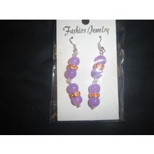 Unusual vivid lavender & orange crystal long swing earrings