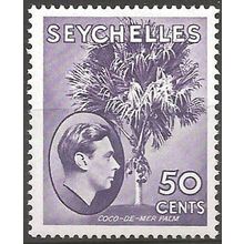 Seychelles 1949 SG144b 50c Bright Lilac Mounted Mint . .