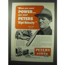 1950 Peters High Velocity Ammunition Ad - Power