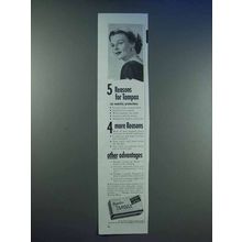 1950 Tampax Tampons Ad - Five Reasons for Tampax