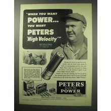 1950 Peters High Velocity Shotgun Shells Ad - Power