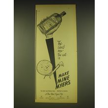 1963 Myers Rum Ad - The world over the call is Make Mine Myers