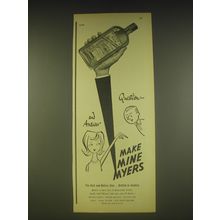 1963 Myers Rum Ad - Question - and answer make mine Myers