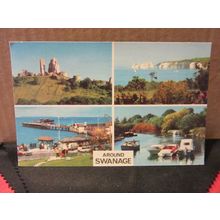 AROUND SWANAGE, DORSET multiview used vintage postcard Colourmaster 1975 pm =