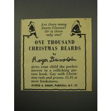 1955 Alfred A. Knopf Book Ad - One Thousand Christmas Beards by Roger Duvoisin