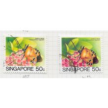 SINGAPORE 1985 INSECTS SHIELD BUG 50c BOTH PRINTINGS USED