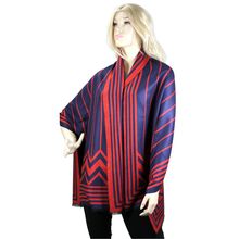 Shawl /Wrap w/ Stripes Print - Red Color - SF-RUM08RD