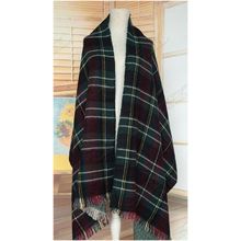 Shawl /Wrap -Plaid And Wish Bone Prints - Green Color - SF-RUM07GN