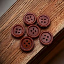 10mm To 20mm Red Brown wooden button Round 4-holes Sewing clothes crafts
