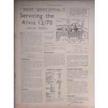 ALVIS 12/70 1938-39 Motor Trader Service Data Brochure No. 72