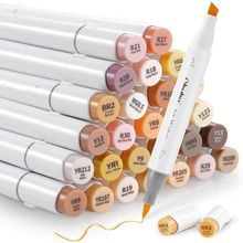 Ohuhu Alcohol Markers Skin Tone Brush Tip -Skin Color Art Marker Set for Artist