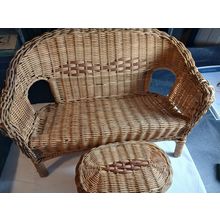 Wicker Sofa and table For Dolls 16” X 11” X 6”, 12 inch dolls not included