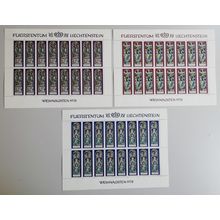 Liechtenstein Christmas Church Windows Triesenberg 3v Full Sheets 1978 MNH