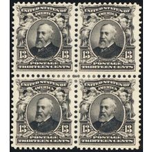 308, Mint H 13¢ FVF Block of Four Stamps SCV $175 - Stuart Katz