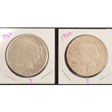 1922 Peace US Silver Dollar - 90% Silver Lot Of 2