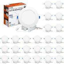 24Pack 6 Inch 5CCT Ultra-Thin LED Recessed Ceiling Light with Junction Box, 2700
