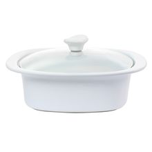 Gibson Elite Gracious Dining 1.9 Quart Stoneware Casserole in White with Glas...