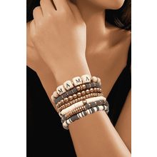 Gray MAMA Beaded Multi Layered Bracelet