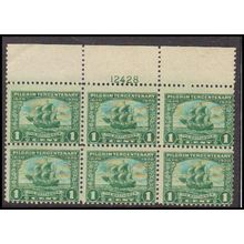 548 1c Mayflower Average Plus MNH Plt/6 Top 12428 L01444