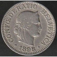 1898 B Switzerland 10 Rappen Coin